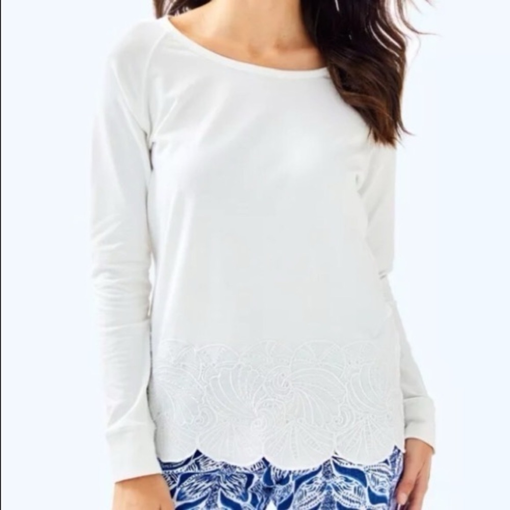 Lilly Pulitzer SANDY EMBROIDERY POPOVER White Under The Sea Eyelet Size XS